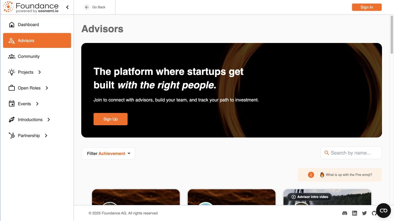 Foundance startup community platform