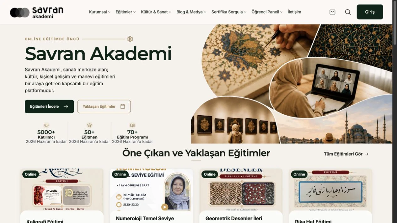 Savran Akademi education platform website